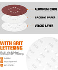 Ditch The Sanding Hassle With This Sweet 84 Piece Set Of Pro Grade 9 Inch Aluminum Oxide Discs showing layers and grit markings for sanding.