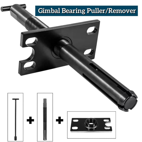 Pro Grade Gimbal Bearing Installer Kit With Puller Remover And Engine Alignment Tools For Mercruiser MR Bravo OMC Cobra And Volvo Stern Drives Replacement Set, showing black bearing puller and components