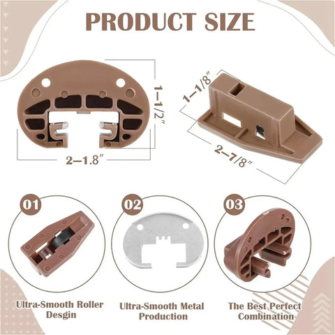 Heavy Duty Drawer Slide Replacement Kit With Dual Telescoping Rails And Built In Ball Bearings, Metal And Plastic Drawer Rails For Smooth Gliding And Easy Pull Out, 30 Set Pack, brown roller size chart