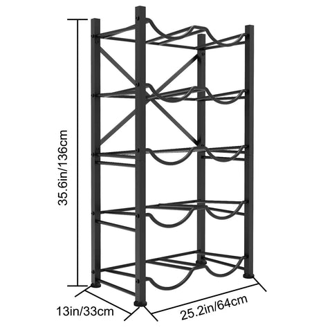 Heavy Duty 5 Gallon Water Jug Rack No Nonsense Detachable 5 Tier Double Row Stand That Holds 10 Bottles dimensions