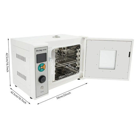 Heavy Duty 800W 110V Electric Convection Oven With Stainless Steel Construction Digital Thermostat Control, front view with door open.
