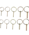 Heavy Duty Lynch Pin Set 10 Piece Carbon Steel Zinc Plated Pins With Ring For Trailer Hitch Lock Farm Lawn Garden Use All Purpose Secure Fastener Kit Bundle, 10-pin set
