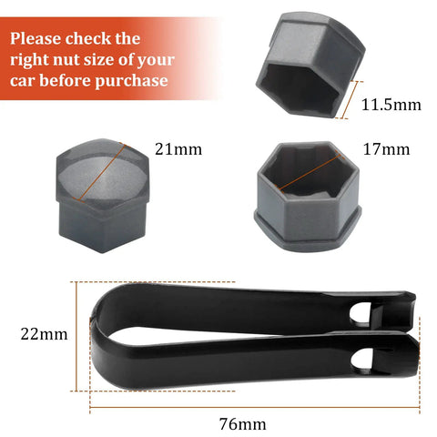 20Pcs Lug Nut Covers For 17mm Hex Bolts With Removal Tool Two Thirds Inch Wheel Nut Caps Exterior Grey Protection