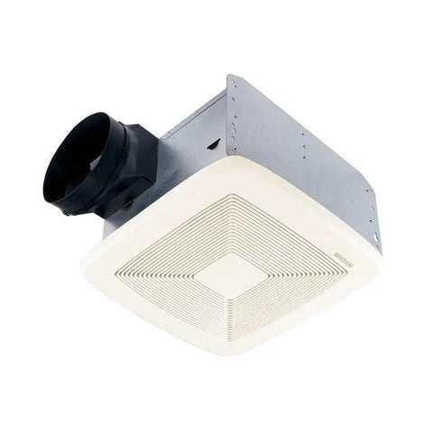 Whisper Quiet 110 CFM Vent Fan With 6 Inch Duct Connector And Hanger Bars Energy Star Certified 0.7 Sones White Cuts Smoke