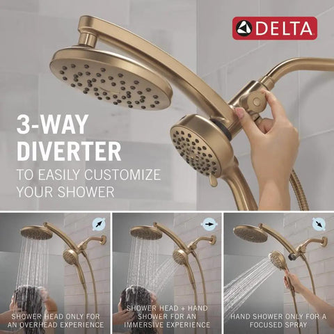 Real Deal 3 In 1 Rainfall And Handheld Shower Head With 360 Pivot Body And High Pressure Pro Clean Spray For A Total Bath Game Changer Upgrade In Polished Champagne Bronze