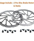 180mm Disc Brake Rotor 2 Pack for Road Mountain BMX Bikes, 6 Bolts, Stainless Steel SUS410 Black Finish with screws