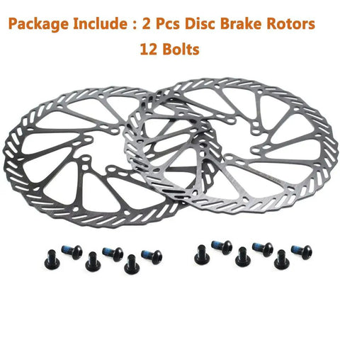 180mm Disc Brake Rotor 2 Pack for Road Mountain BMX Bikes, 6 Bolts, Stainless Steel SUS410 Black Finish with screws