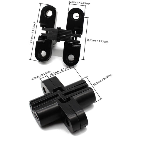 Hidden Hinge Set For Doors And Cabinets Lamvbls Stainless Steel 180 Degree Invisible Cross Hinges Black One Point Seven One Inch