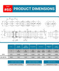 Technical drawing of ANSI 60 Roller Chain Master Link Connecting Links Pack Of Five with dimensions and specifications.