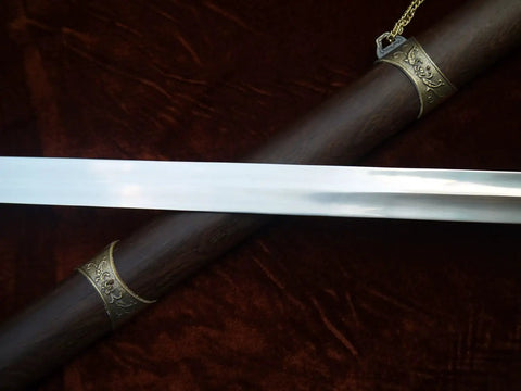 Tai Chi Training Sword With Dope Stainless Steel Flexible Blade 28 Inch Blade 39 Inch Overall Hand Made Heat Tempered Longquan Style