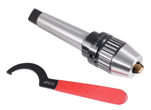 Keyless Drill Chuck MT4 With Integrated Shank And Titanium Jaws For CNC Lathe And Drill Press One Sixteenth To Five Eighths Inch Capacity