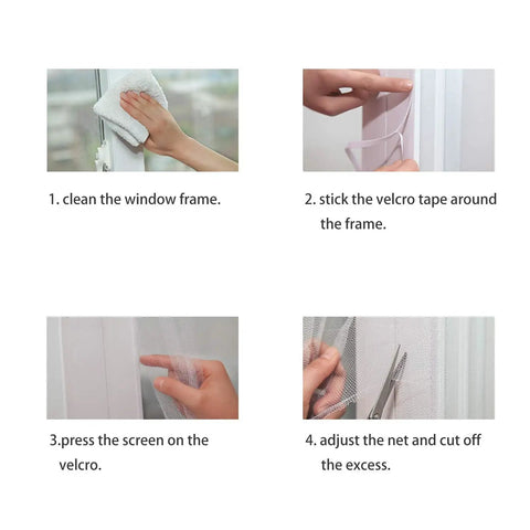 Installation steps for 2 Pack Mosquito Net For Windows Upgrade Fly Window Screen Mesh Insect Netting 1.5m x 2m Bug Bee Protector