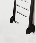 18 Inch SlimLine Folding Wall Mount Shower Bench Seat With White Phenolic Seat And Matte Black Frame close-up view