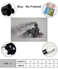 Dope Steam Locomotive In The Snow Wall Art Poster Canvas Print For Modern Bedroom And Living Room Unframed 18x12 Inch