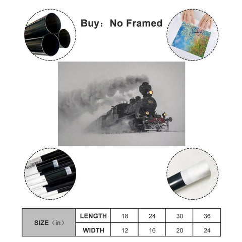 Dope Steam Locomotive In The Snow Wall Art Poster Canvas Print For Modern Bedroom And Living Room Unframed 18x12 Inch