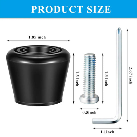 5 Piece Roller Skate Toe Stop Set With 1 Pair Of Toe Stops For Quad Skates Rubber Brake includes dimensions and wrench
