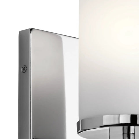 Crosby 9.25 Inch Chrome Wall Sconce With Satin Etched Cased Opal Glass 1 Light Modern Vanity Light For Hallway Or Bathroom Ambient Illumination And Easy Install No Fuss Mounting In Minutes