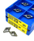 Aluminum Insert Turning Tools For CNC Lathe 10 Piece Set AK H01 Pro Grade Hard Alloy Inserts 070202 shown in blue tray