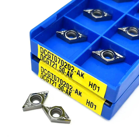 Aluminum Insert Turning Tools For CNC Lathe 10 Piece Set AK H01 Pro Grade Hard Alloy Inserts 070202 shown in blue tray