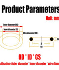 Pro Grade Nitrile O Ring Seal Gasket Kit DIY Friendly Assorted Sizes From 5mm To 420mm For Plumbing Automotive Industrial Equipment 1 To 10 Pieces Great For Sealing Leaks And DIY Projects. diagram showing OD, ID, and CS measurements for nitrile O-rings