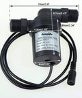 Top view of DC 12V Solar Hot Water Circulation Pump With UL Listed Power Adapter Included Low Noise 3 Meter Head 8 LPM 2.1 GPM