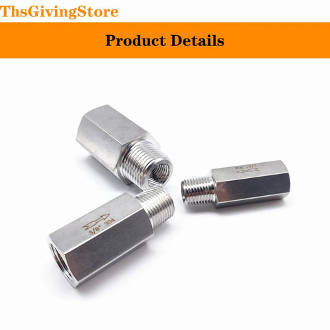 1/4 in NPT female-to-male stainless steel check valve (304SS), one-way valve for water, oil or gas.
