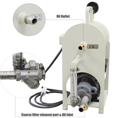 Heavy Duty Portable Hydraulic Oil Filter Top Tier Mobile Filtration Rig With Slick 600 Liters Per Hour Flow showing oil outlet and filter.