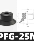 Heavy Duty Pfg 25n Rubber Suction Cup Chuck for Pa Pneumatic Manipulator, detailed view with dimensions and design.
