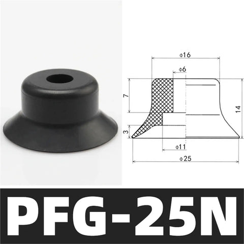 Heavy Duty Pfg 25n Rubber Suction Cup Chuck for Pa Pneumatic Manipulator, detailed view with dimensions and design.