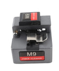 Saluaqi Automatic Optical Fiber Cleaver Machine With Tungsten Steel Cutting Head And 3 In 1 Fixture For Seamless Splicing Of .25mm And .9mm Cables Precision Tool For Tech Pros, front view, compact design.