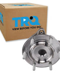 Front Wheel Bearing And Hub Assembly For 4WD Ford Ranger 2019 To 2022 Direct Fit Replacement With Sealed Bearings Heavy Duty Hub And Easy Install On The Front Axle For Smooth Quiet Operation, shown in front of packaging.