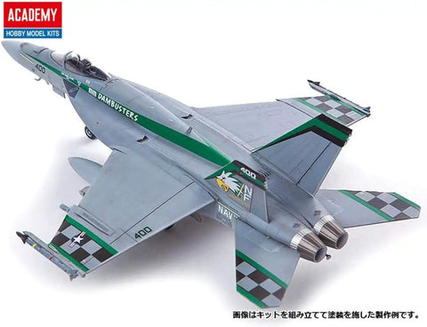 F A 18 E Super Hornet 1 72 Scale Plastic Model Kit Unpainted Assembly Ready To Paint Glue And Paints Sold Separately VFA 195 Combat Squadron Navy Aircraft Build Kit top view