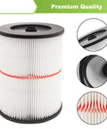 Replacement Cartridge Filter For Wet Dry Vacs Five Gallon And Larger Fits Six Gallon Eight Gallon Twelve Gallon Sixteen Gallon Thirty Two Gallon Vacuums General Purpose Heavy Duty Vacuum Filter Two Pack, showing premium quality design, close-up of pleated texture.