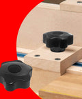 Five Pack 6-Star Clamping Knobs With Twenty M8 Tee Bolts For T Track Systems And T Slot Accessories 1.5 Inch Long Heavy Duty Hand Grips
