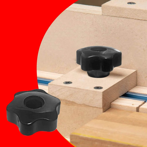 Five Pack 6-Star Clamping Knobs With Twenty M8 Tee Bolts For T Track Systems And T Slot Accessories 1.5 Inch Long Heavy Duty Hand Grips