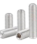 DIY Ready M3 Grub Screws 8mm 0.5mm Pitch, Headless Cup Point And Flat Point Internal Hex Drive, 304 Stainless Steel, 100 Pieces
