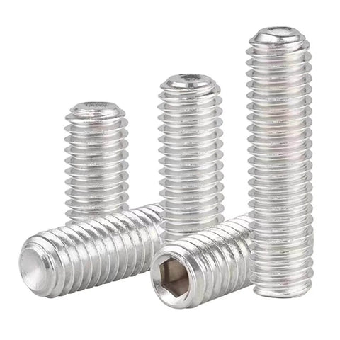 DIY Ready M3 Grub Screws 8mm 0.5mm Pitch, Headless Cup Point And Flat Point Internal Hex Drive, 304 Stainless Steel, 100 Pieces