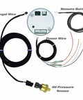 Bezel oil pressure gauge kit 0-100 psi, black 52mm, 270° sweep with oil pressure sensor and wiring