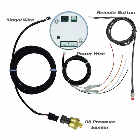 Bezel oil pressure gauge kit 0-100 psi, black 52mm, 270° sweep with oil pressure sensor and wiring