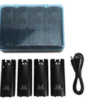 4 In 1 Remote Charging Station With LED Indicator And Built In USB Cable Includes 4x 2800mAh NiMH Rechargeable Batteries