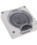 TT 30R Lockable Power Outlet Receptacle with Brass Contacts and IP55 Weatherproof Rating, clear latch cover and sturdy housing design.