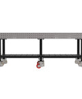 Heavy Duty Welding Fixture Table 96X48X36 Steel Workhorse With Built In Shelf, showing flat surface and rolling casters.