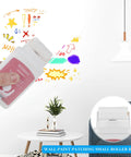 Hand using 2 Pack Small Roller Wall Patch Kit With Spackle Roller Roll On Wall Repair Tool on colorful interior wall decor.