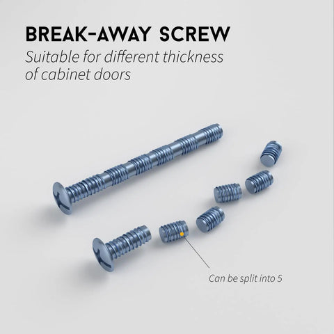 10 Pack Gold Cabinet Knobs Set for Dresser and Drawer Hardware, break-away screws shown for adjustable thickness fitting