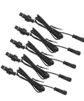 Heavy Duty 3.3 Foot Deck Light Extension Cable With Sturdy Two Pin IP67 Waterproof Male Female Connector, six cables arranged neatly.
