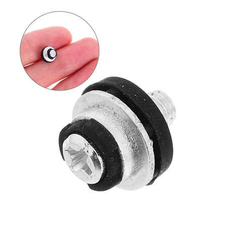 Close-up of M3 black hard drive screw featuring shock-absorbing design, part of Ten Pack M3 Black Hard Drive Screws For Mini PC Install And Replacement.