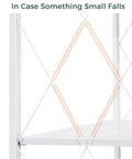Five Shelf Folding Bookshelf With Wheels For Easy Go Anywhere Setup No Fuss Heavy Duty Freestanding Metal Wire Storage Rack For Living Room Office Kitchen Basement Pantry In White close-up fold detail