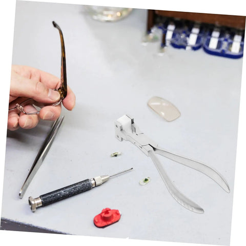 Stainless Steel Eyeglasses Frame Bending Pliers Pro Grade Gear Optical Repair Tool for Quick And Precise Glasses Fixing on table