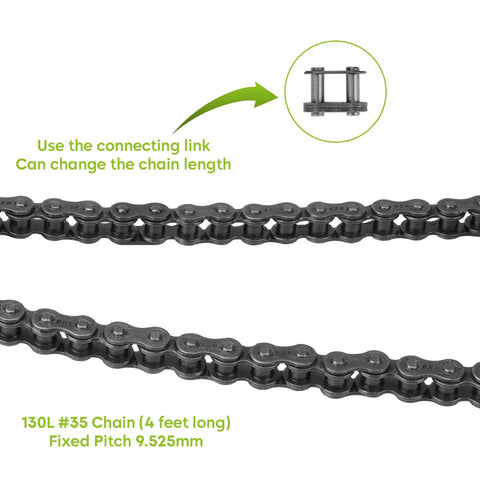 130L #35 chain with connecting link for 12 Tooth Centrifugal Clutch With Three Quarters Inch Bore For 2 To 6.5 HP Engines