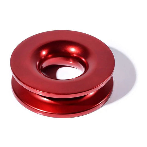 Ultra Tough 41000 Pound Recovery Ring Crafted From Aircraft Grade Aluminum in red, for winch snatch operations